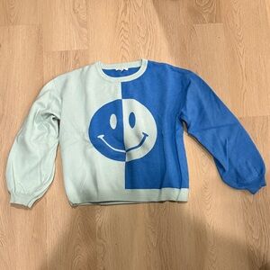 Blue Smiley Face Sweater